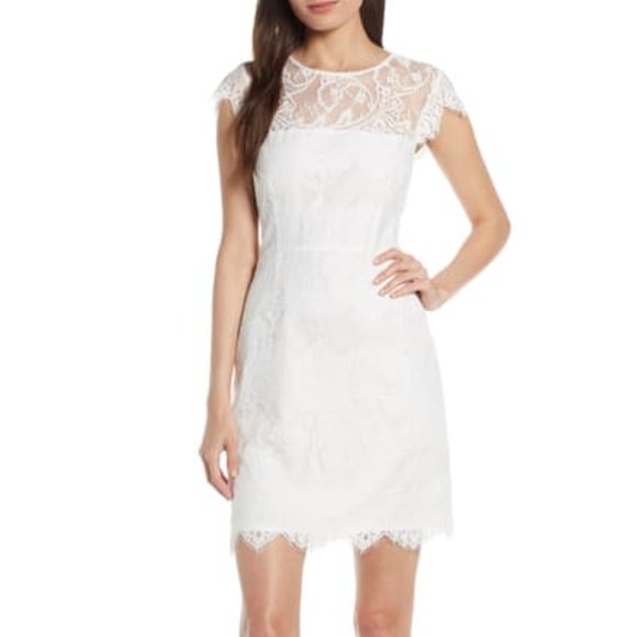 BB Dakota Dresses & Skirts - BB Dakota White Jayce Lace Sheath Dress NWT 10